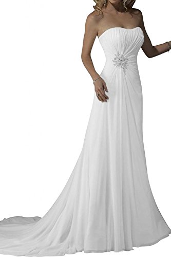 lydiags largo blanco bata de chifón de Simple para vestido de novia sin tirantes Blanco blanco 50